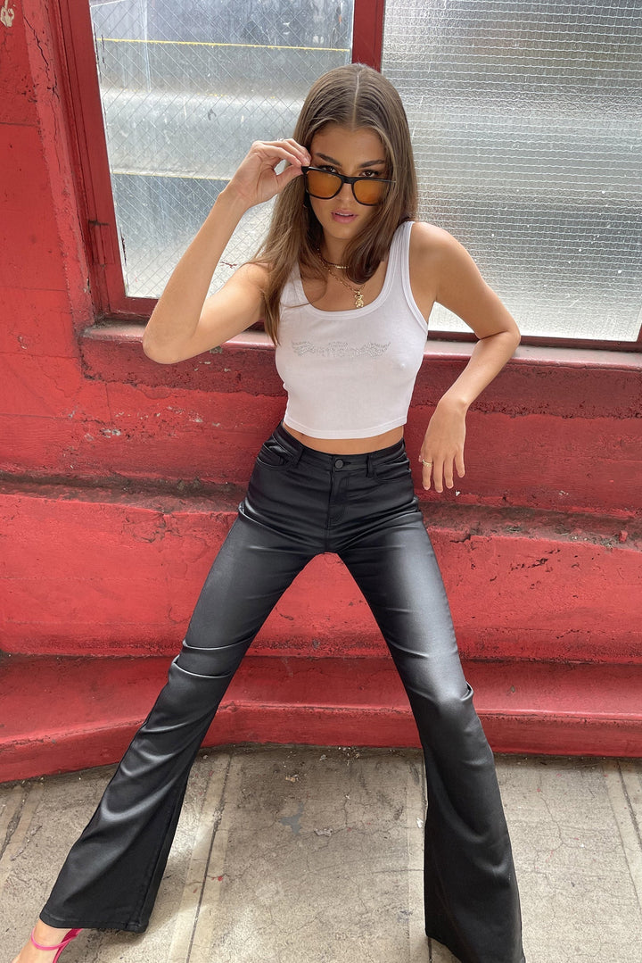 Lara™ - Leather Flare Jeans