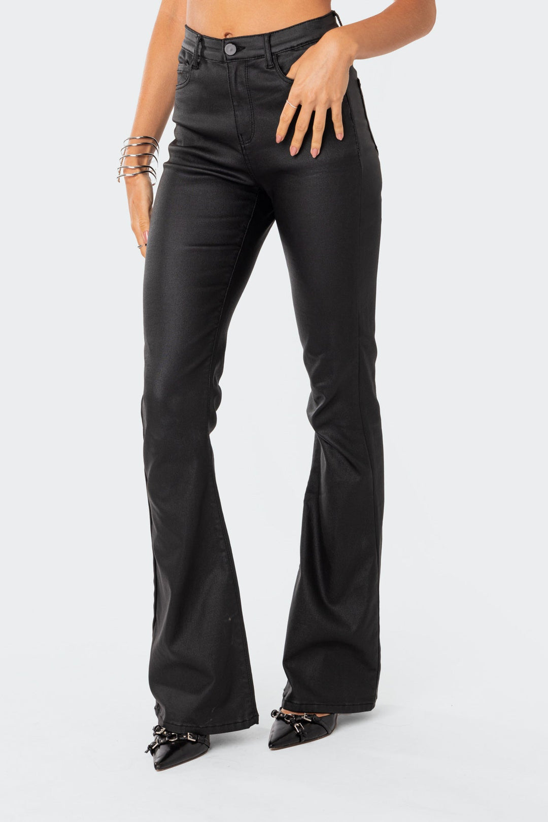 Lara™ - Leather Flare Jeans