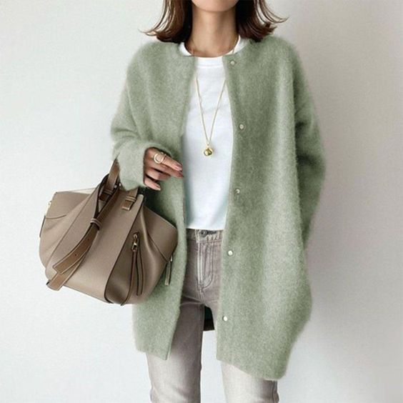 |TESSA| Zachte Taupe Oversized Gebreide Cardigan